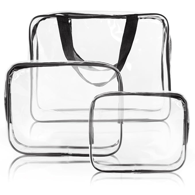3Pcs Crystal Clear PVC Travel Toiletry Bag Kit - Image 7