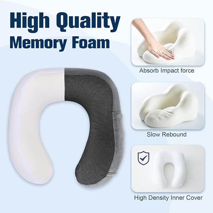 Neck Pillow for Traveling, Travel Pillows for Airplanes, 100% Pure Memory Foam - Image 5