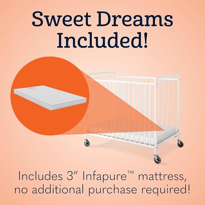 Foundations Chelsea Slatted Metal Compact Daycare Crib, Compact Mini Size - Image 6