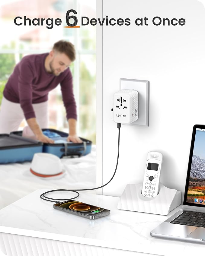 LENCENT International Travel Adapter, 65W GaN3 Universal Fast Charger - Image 5
