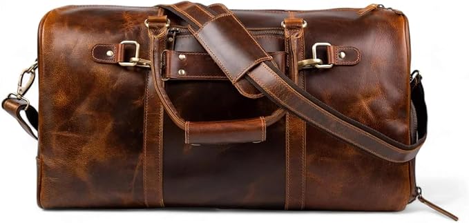 ELIZO Leather Duffle Bag For Men Women Real Full Garin Custom Travel Overnight by LuxuryEngineeredProducts