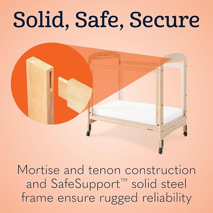 Foundations Serenity Compact Clearview Daycare Crib, Fixed Side, Durable Wood - Image 4