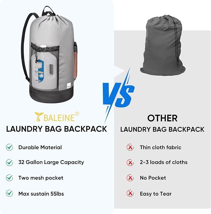 BALEINE 150L Laundry Bag Backpack, 900D Oxford Fabric Large Travel Laundry Bags - Image 5