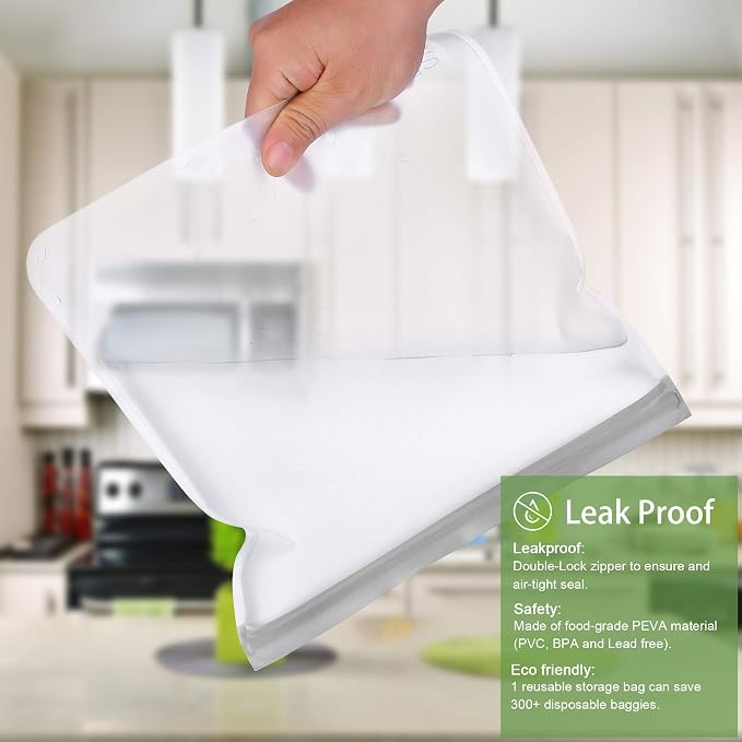 SPLF 18 Pack BPA FREE Reusable Storage Bags, Extra Thick Leakproof Silicone and - Image 4
