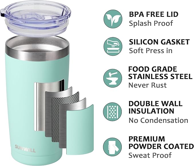 SUNWILL Travel Coffee Mug with Lid, 20 oz Tumbler Set of 2, Insulated Stainless - Image 2