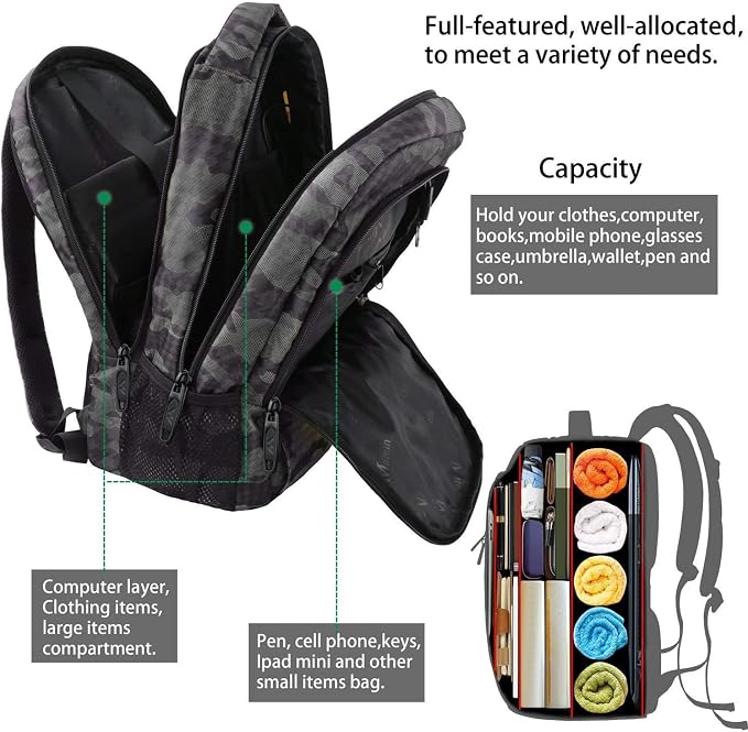 MATEIN Travel Backpack with USB, Sturdy College School Backpack - Image 8