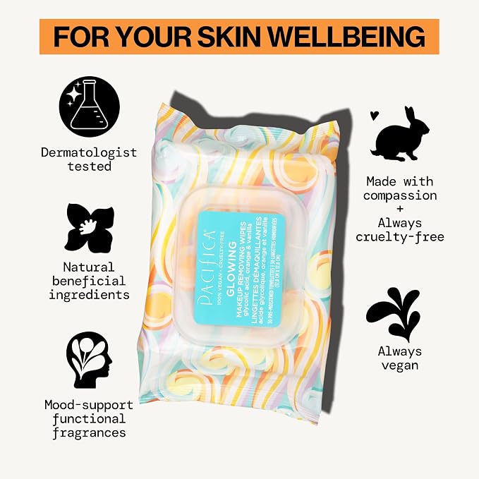 Pacifica Beauty | Glowing Makeup Remover Wipes | Gycolic Acid, Coconut Water - Image 8