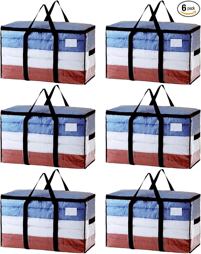TAILI Extra Large Moving Bags, 6 Pack Clear Heavy Duty Totes by TAILI