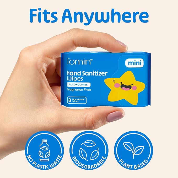 Fomin Mini Hand Sanitizer Wipes 8 Pack - Image 5