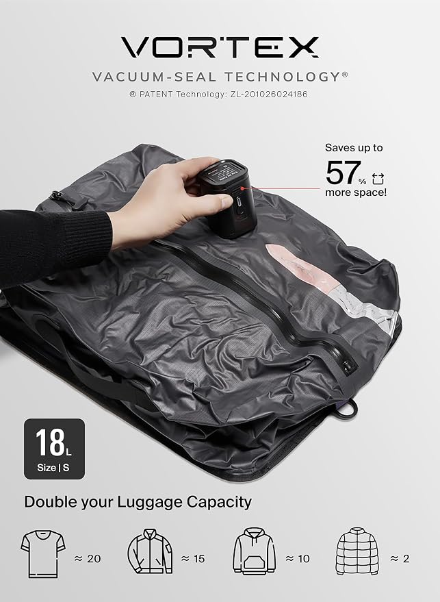 Black Voyage Reusable Vacuum Compression Travel Bag - Image 3