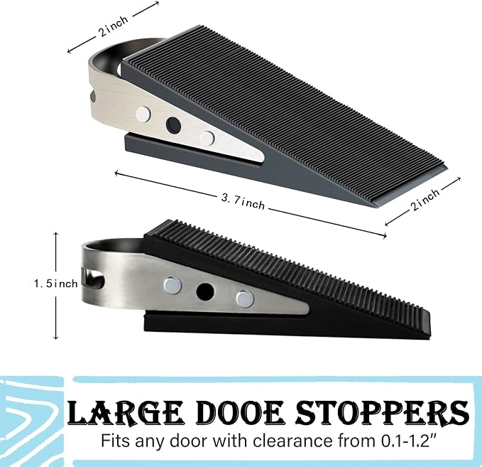 Shackcom Door Stopper, 2 Pack Black Heavy Duty Wedge That Holds Doors Firmly - Image 2