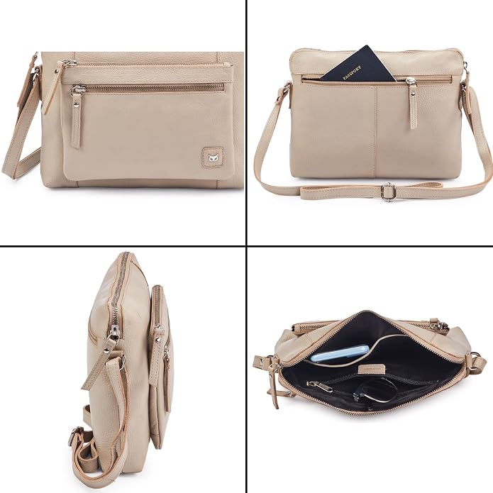 Wise Owl Accessories Small Soft Pebbled Real Leather Crossbody Handbags Purses - Image 5