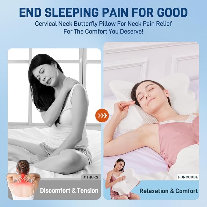 Cervical Neck Pillow for Sleeping, Dual Height Contour Memory Foam Pillow for - Image 4