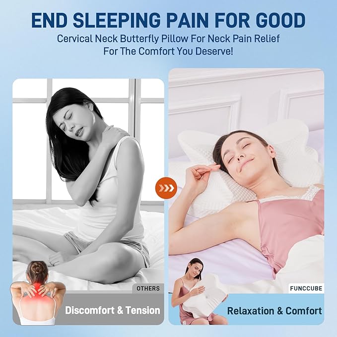 Cervical Neck Pillow for Sleeping, Dual Height Contour Memory Foam Pillow for - Image 2
