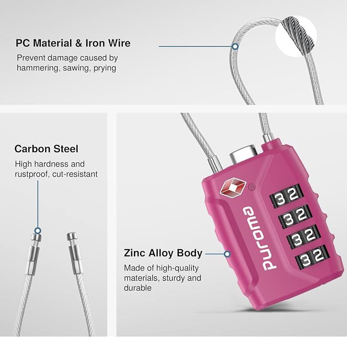 Puroma TSA Approved Luggage Lock, Gym Locker - Image 5
