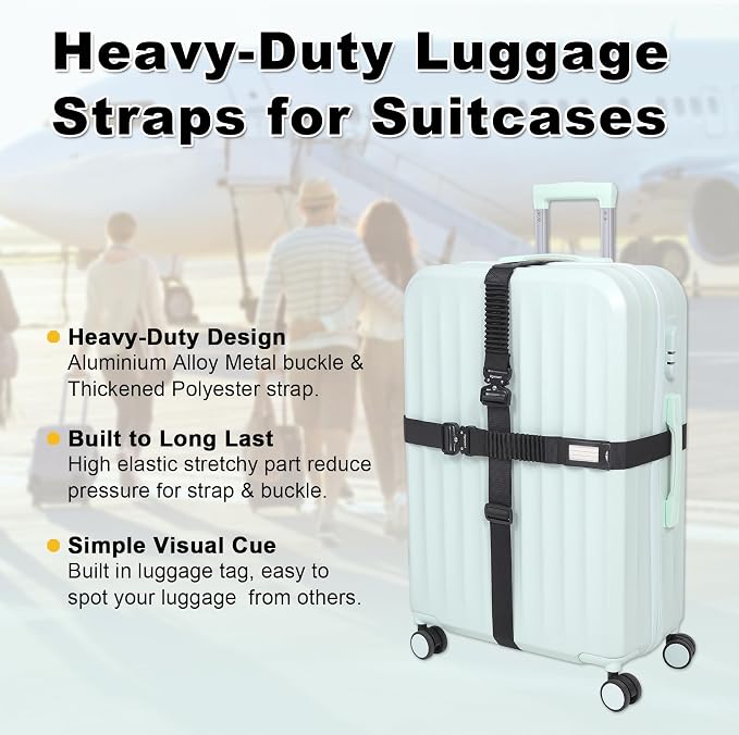 Vigorport Luggage Straps for Suitcases TSA Approved Suitcase Belt, Stretchable - Image 6