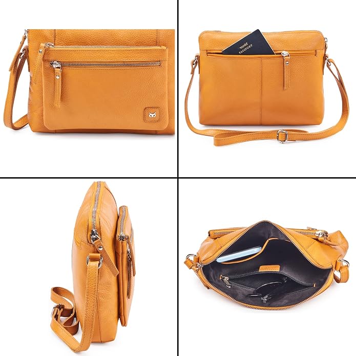 Wise Owl Accessories Small Soft Pebbled Real Leather Crossbody Handbags Purses - Image 5