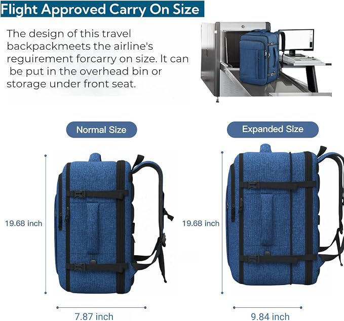 Carry On Backpack, Extra Large 50L Travel Backpack - Image 4