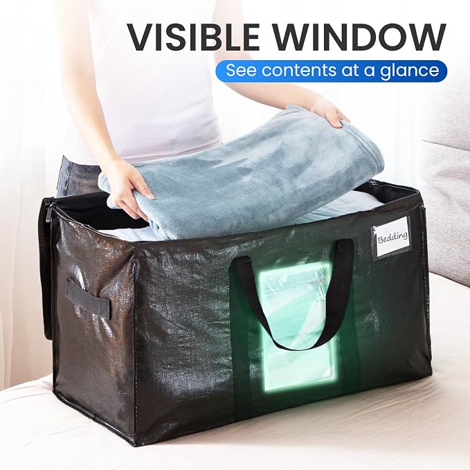 TAILI Extra Large Moving Bags, 2 Pack Black Heavy Duty Totes - Image 3