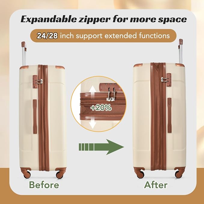 Merax Luggage Set 6 Piece Expandable Lightweight ABS Hardshell Suitcases - Image 6