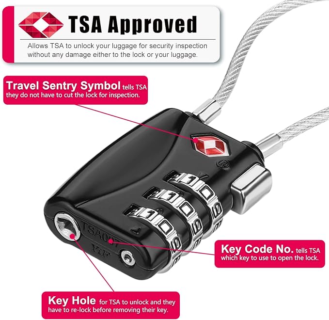 ZHEGE TSA Cable Luggage Lock Small Padlock - Image 2