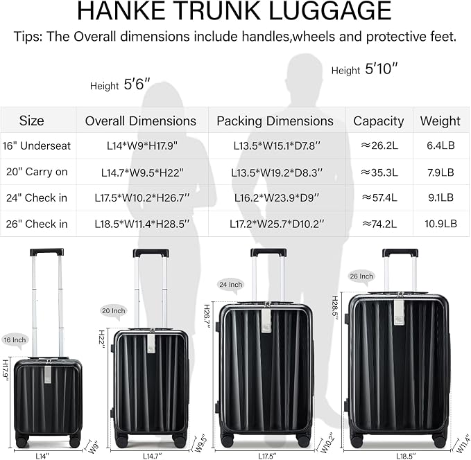 Hanke 16 inch Underseat Carry On Suitcases - Image 3