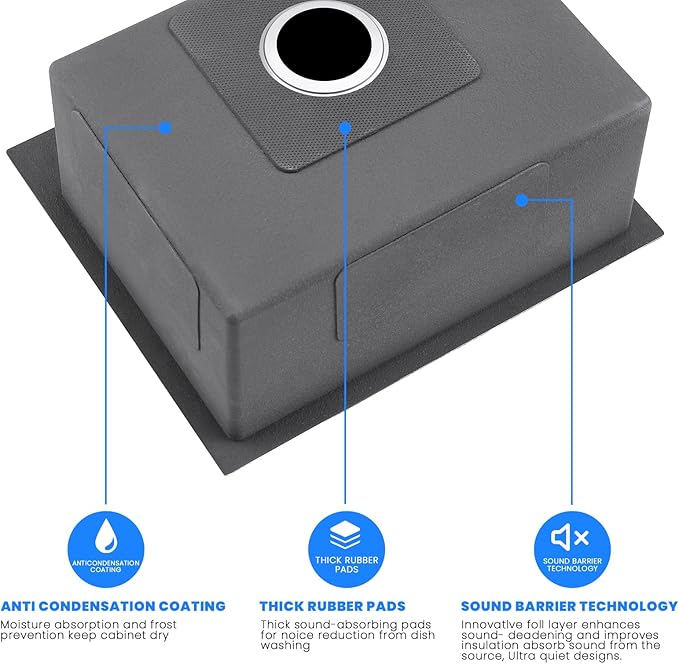 POPFLY 23 Inch Drop In Kitchen Sink, 23×18 Inch Top mount Small Bar Prep Sink - Image 4