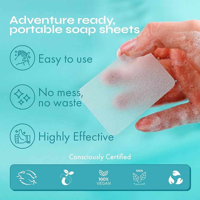 FOMIN - Paper Soap Sheets for Hand Washing - Tea Tree Portable Travel Soap - Image 4