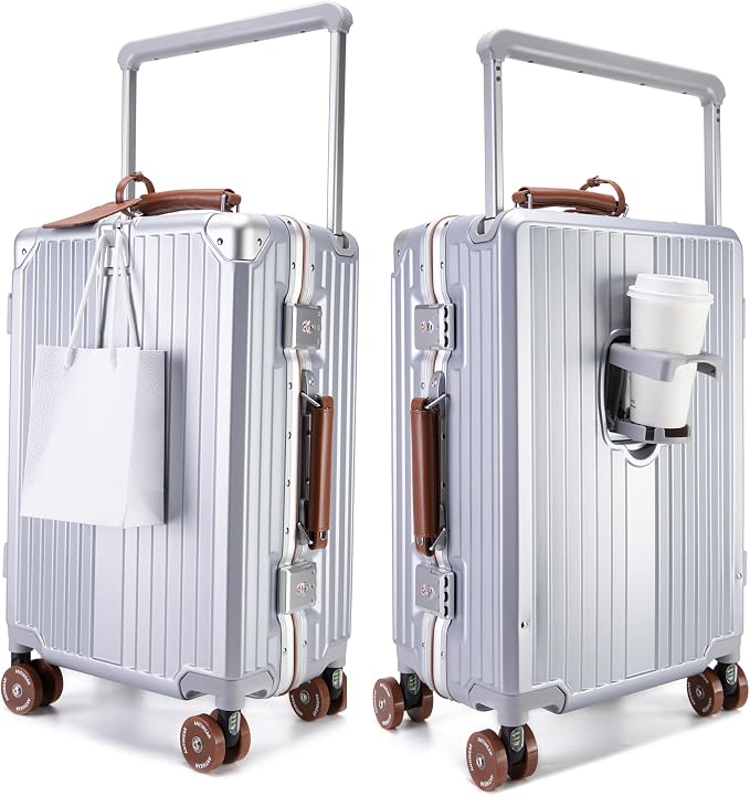 feilario 24in Aluminum Frame Wide Handle Hard Shell Carry On Suitcase by feilario