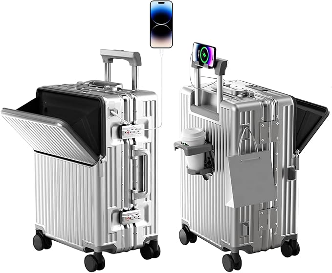Zipperless Luggage, Polycarbonate Aluminum Hardshell, Expandable Carry-On by cycyCarry