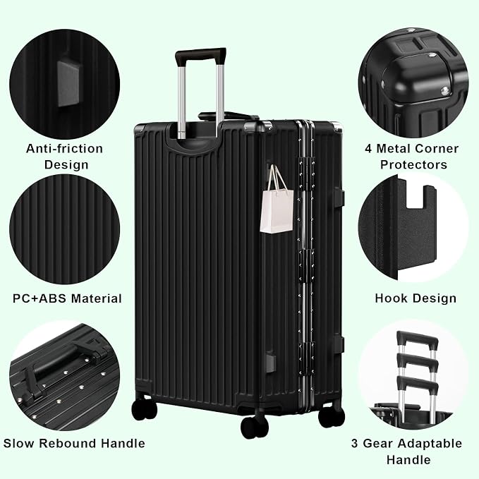 AnyZip Carry On Luggage PC+ABS Aluminum Frame Zipperless Luggage Hard Shell - Image 3