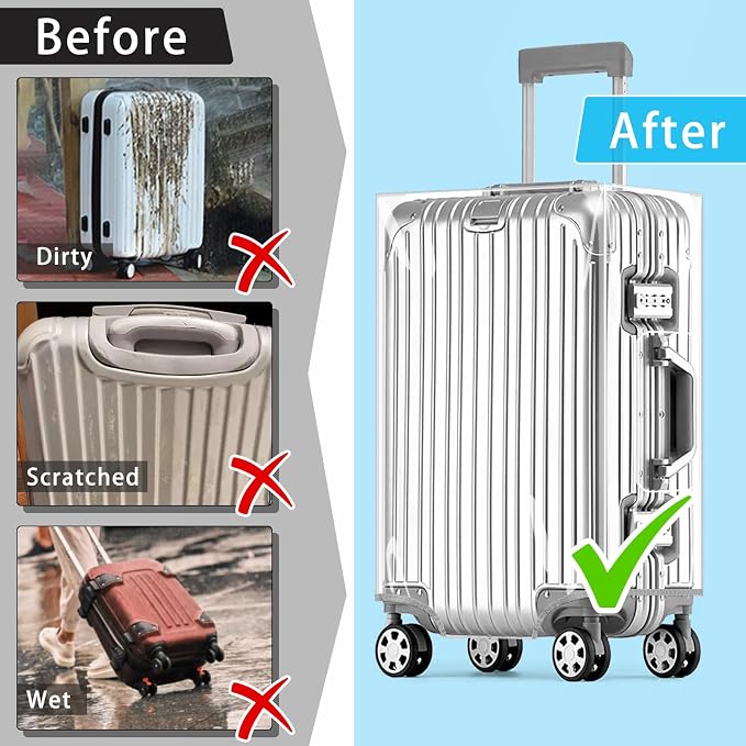 Yotako Clear PVC Suitcase Cover Tough Protector, 30 Inch Luggage Covers - Image 7