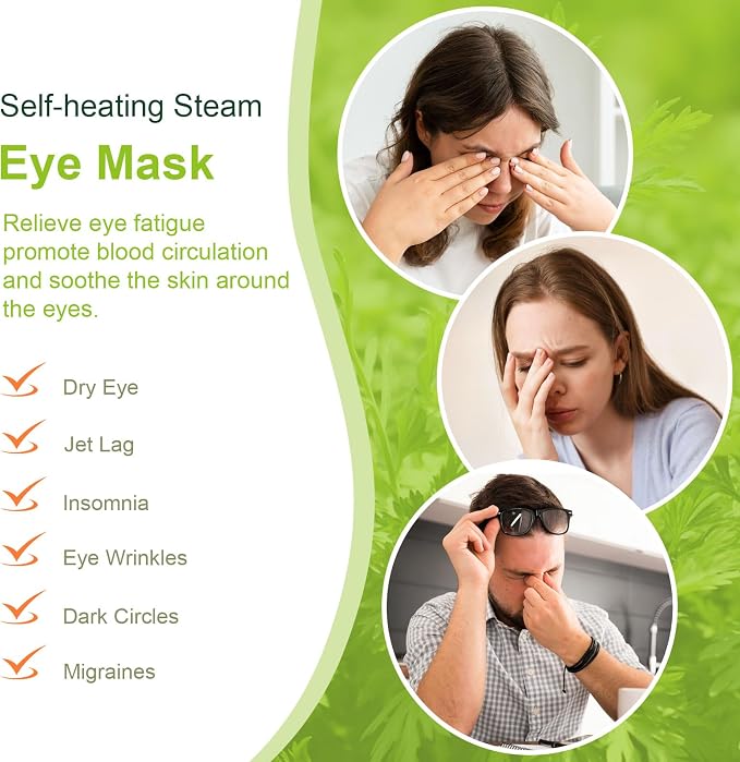 20 Packs Steam Eye Mask, Wormwood Steam Eye Masks Disposable, Self-Heating - Image 3