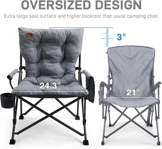 EVER ADVANCED Padded Oversized Folding Camping Chair - Image 3