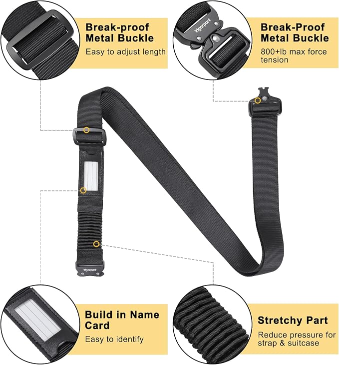 Vigorport Luggage Straps for Suitcases TSA Approved Suitcase Belt, Stretchable - Image 4