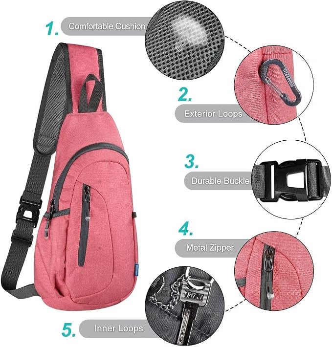 TITECOUGO Small Sling Bag, Lightweight Crossbody Backpack - Image 5