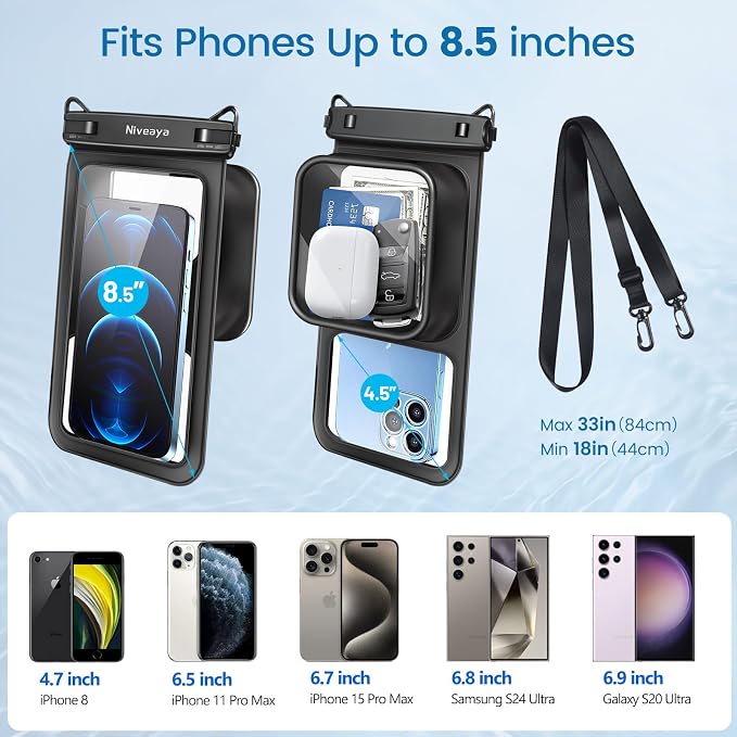 Niveaya [Floatable Floating Waterproof Phone Pouch 2 Pack-Up to 8.5", Large - Image 4