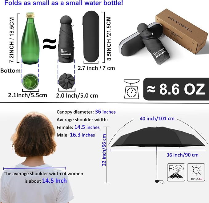 BAODINI Travel Mini Umbrella for Purse - Image 4