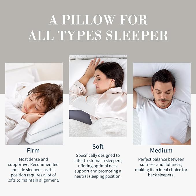 Globon Luxury Feather Down Pillow King Size, Medium Firm Gusseted Bed Pillows - Image 6