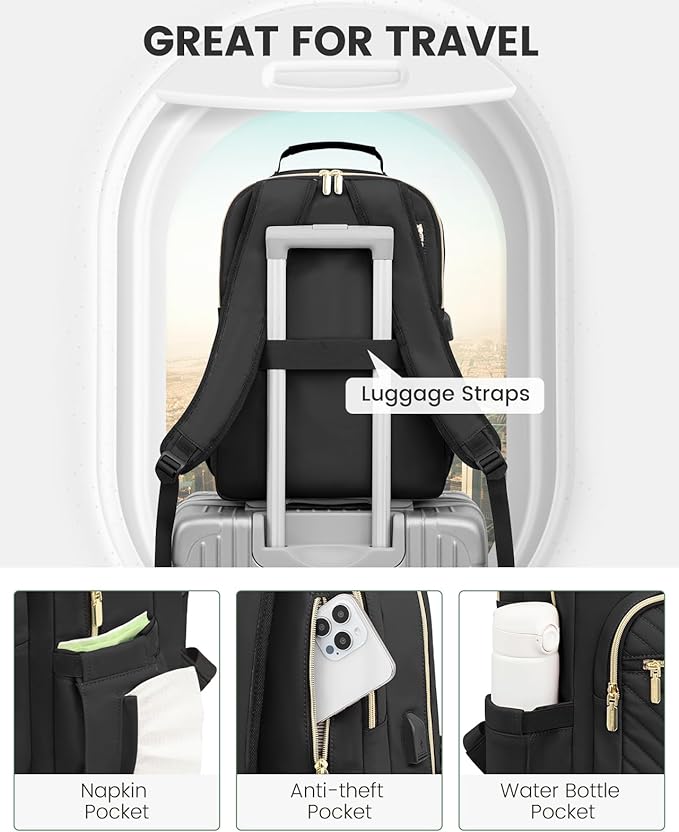 LOVEVOOK Laptop Backpack for Women, Travel Computer Work Bags - Image 4