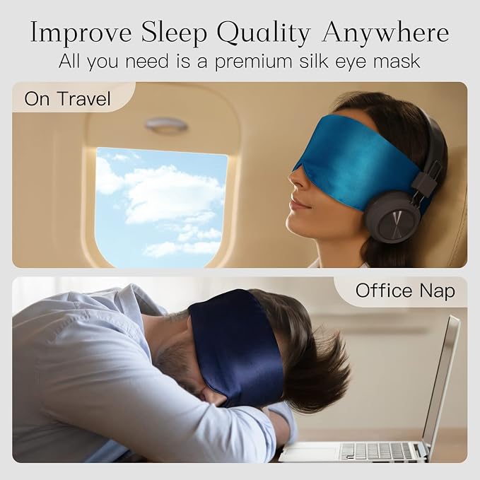 100% Natural Silk Eye Mask for Women Men, Soft Pressureless Cooling Blackout - Image 7
