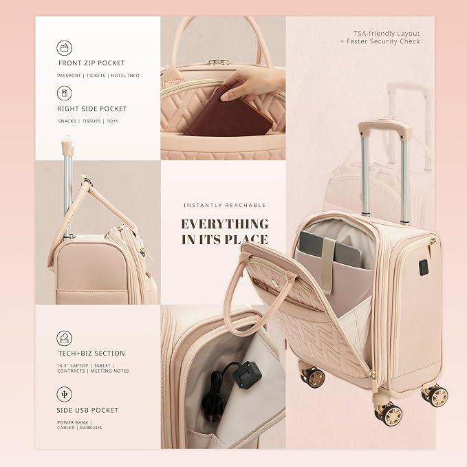 Verage 18x14x8in Spinner Underseat Carry-On Luggage -Airplane Personal Item Bag - Image 5