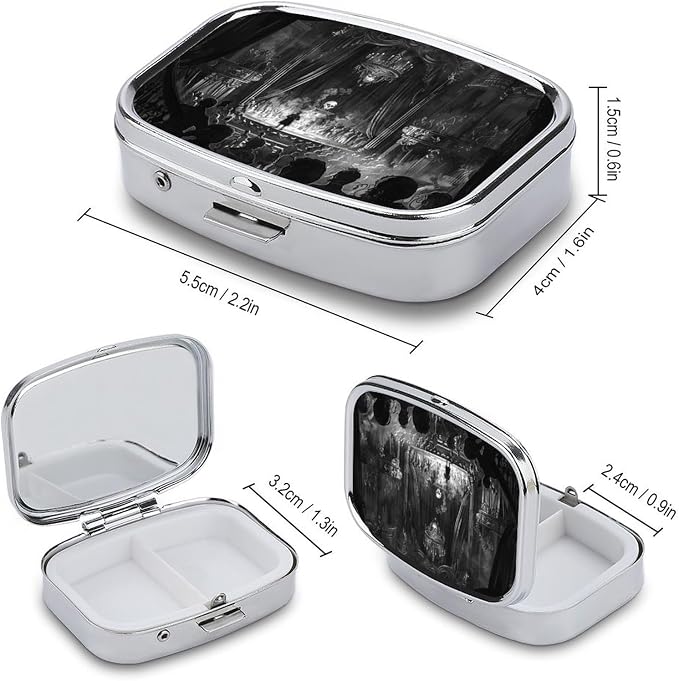 Metal 2 Compartment Pill Organizer Travel Friendly Portable Compact Pill Box - Image 3