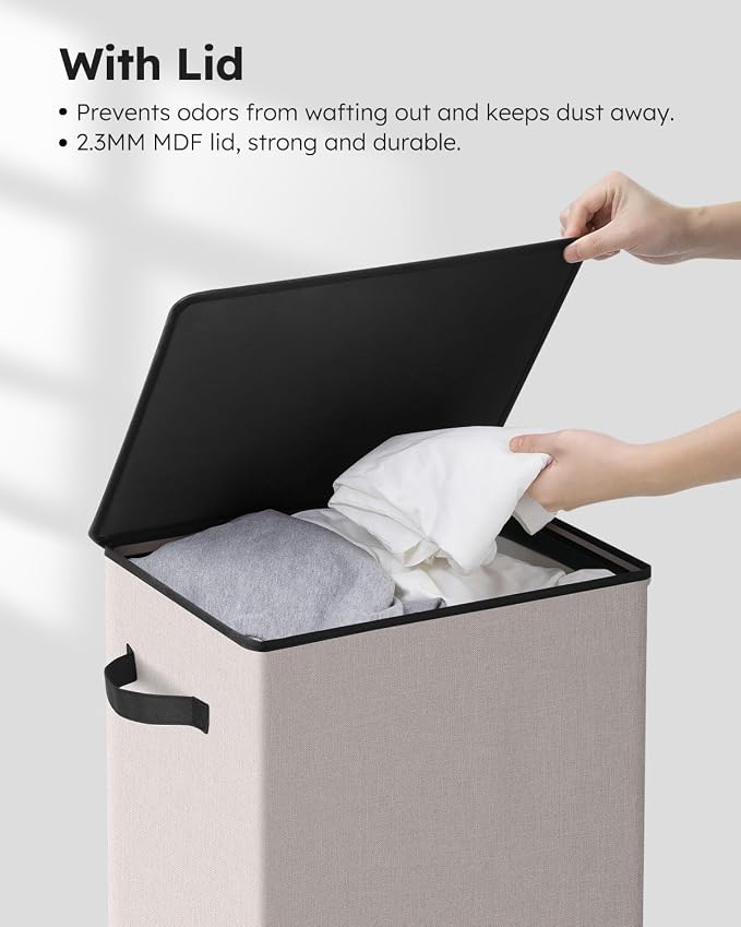 SOLEDI Laundry Hamper with Lid 90L Large & Tall Collapsible Laundry Basket - Image 5