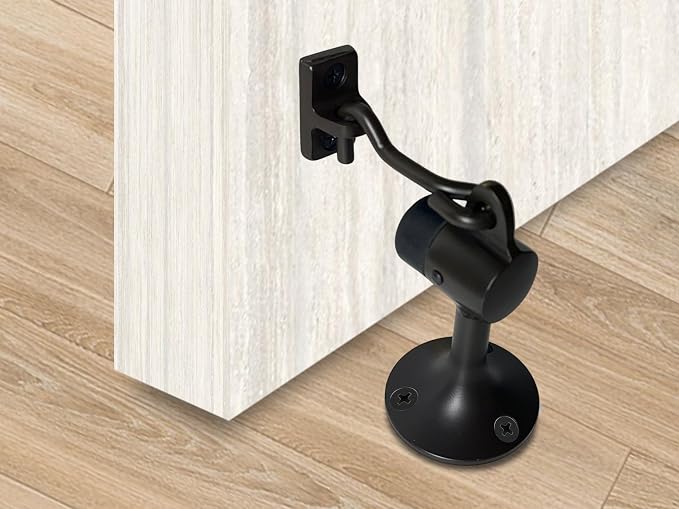 QCAA Door Stop, Solid Brass, Height 3-15/16", Matte Black, 1 Pack, Made in - Image 4