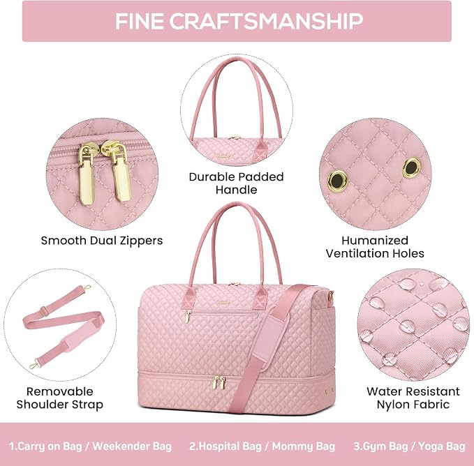 Travel Duffle Bag for Women Weekender Overnight Bag - Image 5