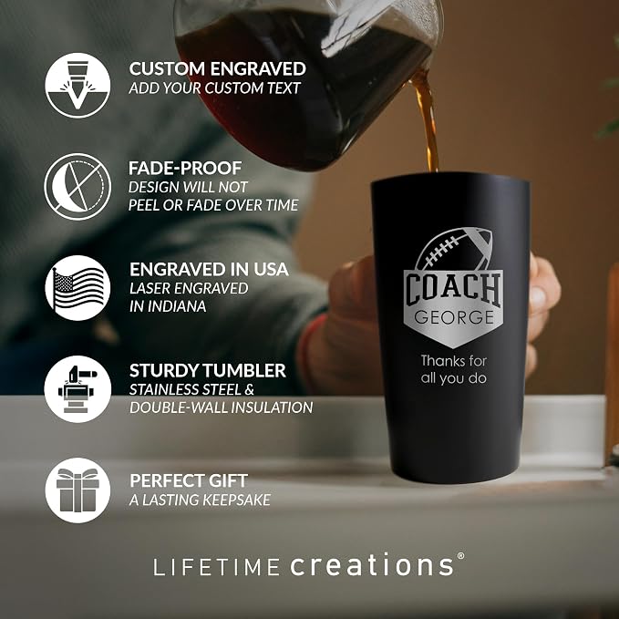 Lifetime Creations Personalized Football Coach Tumbler: Custom Football Coach - Image 2