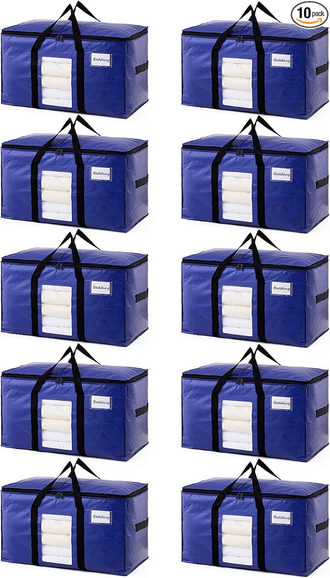 TAILI 10 Pack Dark Blue Extra Large Moving Bags, Heavy Duty Totes by TAILI