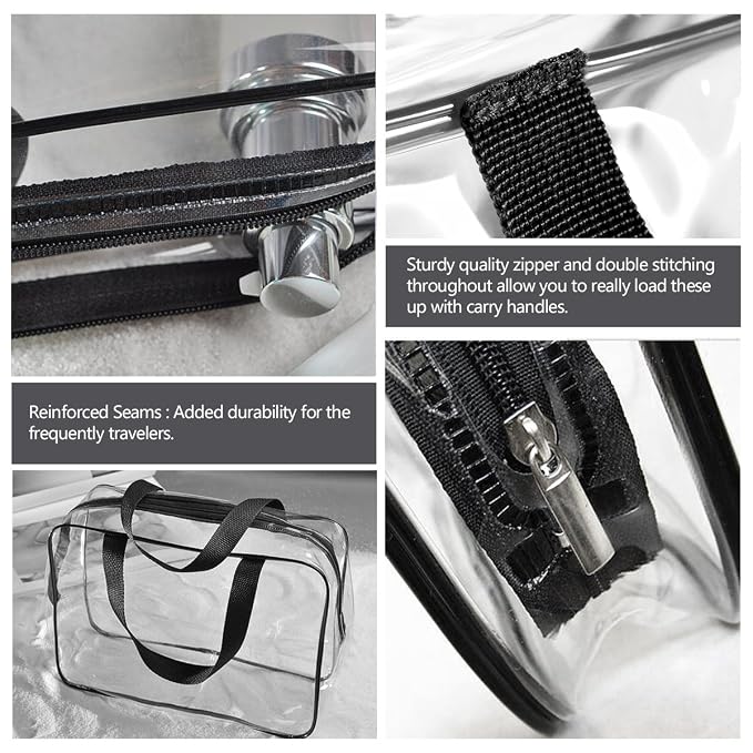 3Pcs Crystal Clear PVC Travel Toiletry Bag Kit - Image 3