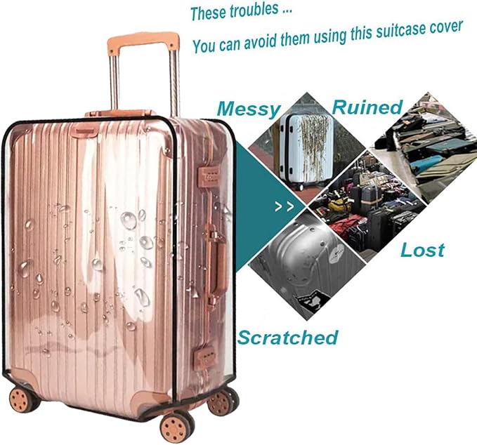 Suitcase Cover for 30" Luggage TSA Approved Clear PVC Thickened Protective - Image 2